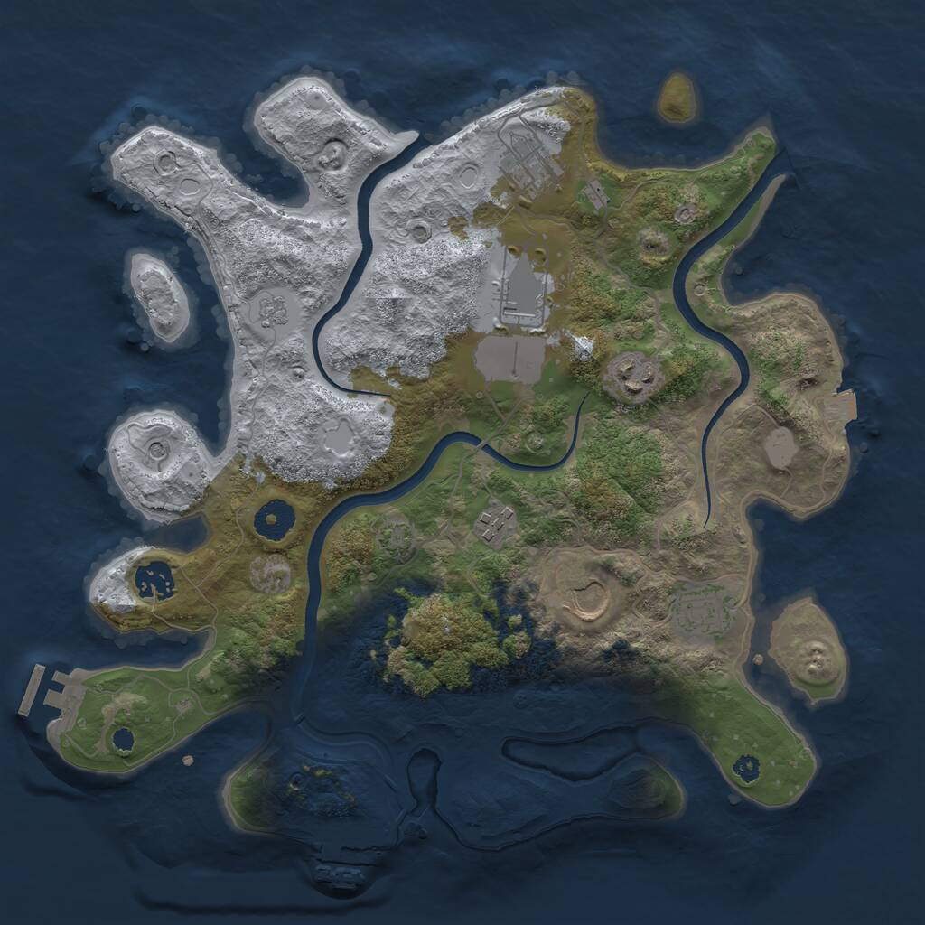 Rust Map: Procedural Map, Size: 3500, Seed: 1790108391, 13 Monuments
