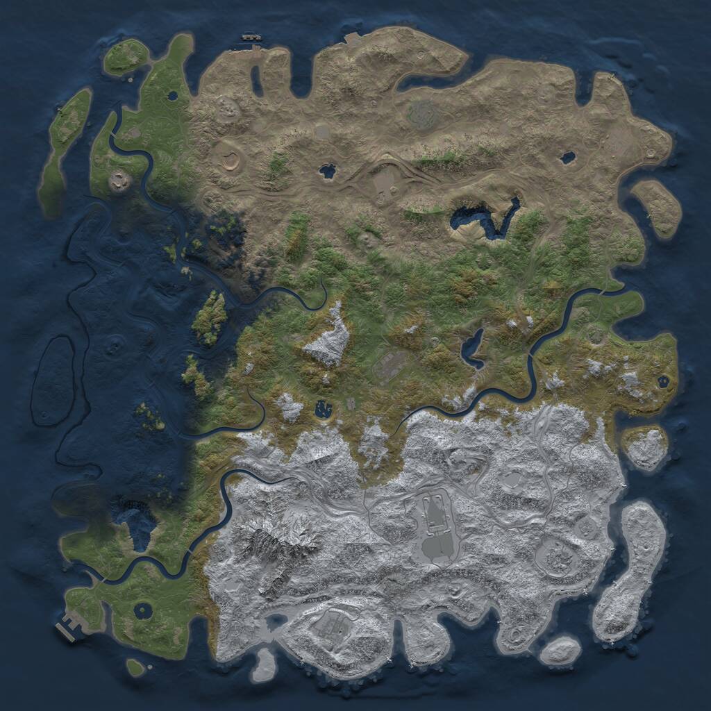 Rust Map: Procedural Map, Size: 6000, Seed: 251345, 17 Monuments