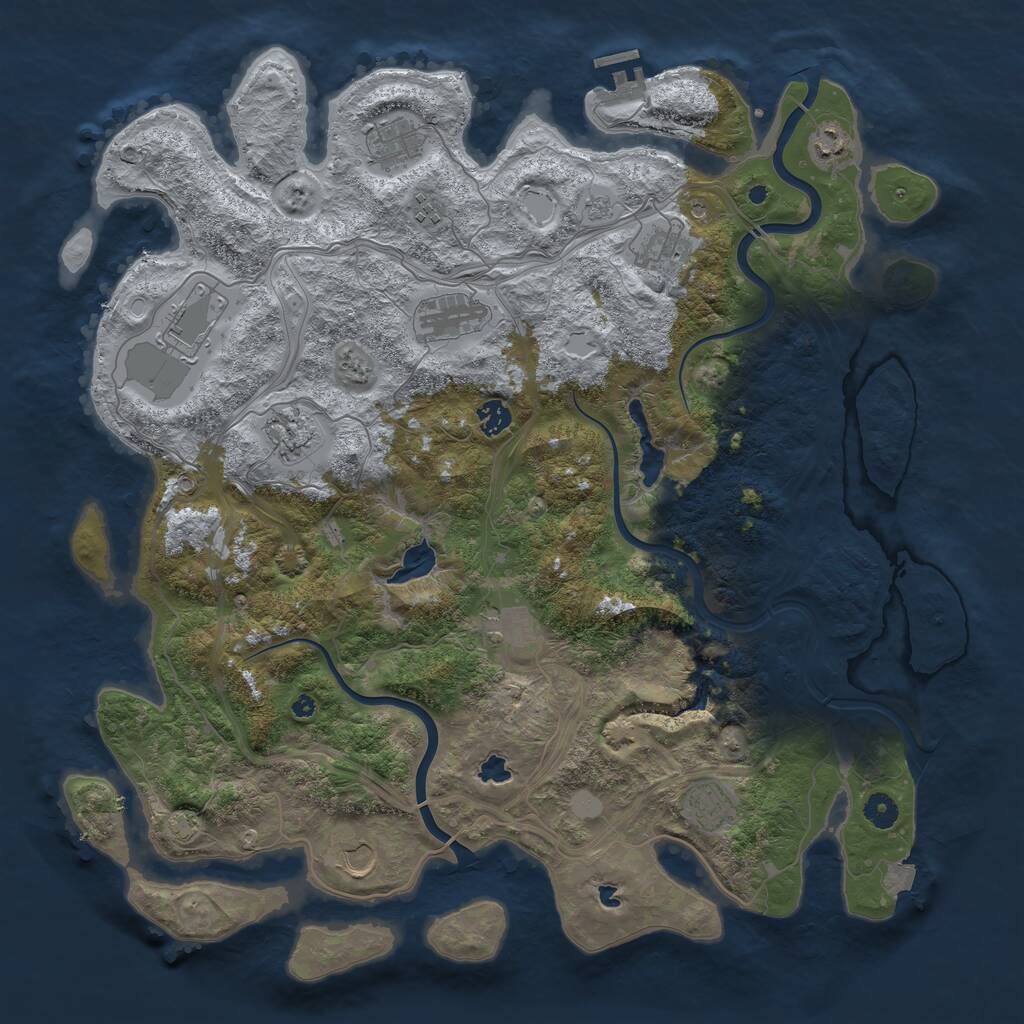 Rust Map: Procedural Map, Size: 4500, Seed: 1745892310, 16 Monuments
