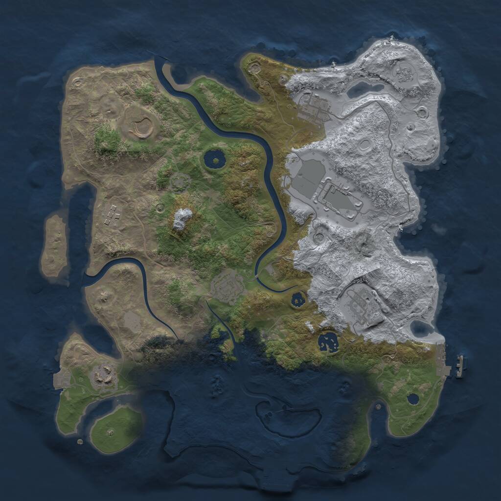 Rust Map: Procedural Map, Size: 3600, Seed: 72025, 14 Monuments