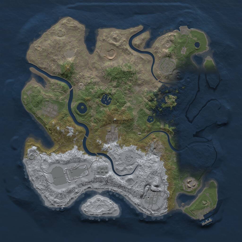 Rust Map: Procedural Map, Size: 3500, Seed: 412823852, 15 Monuments