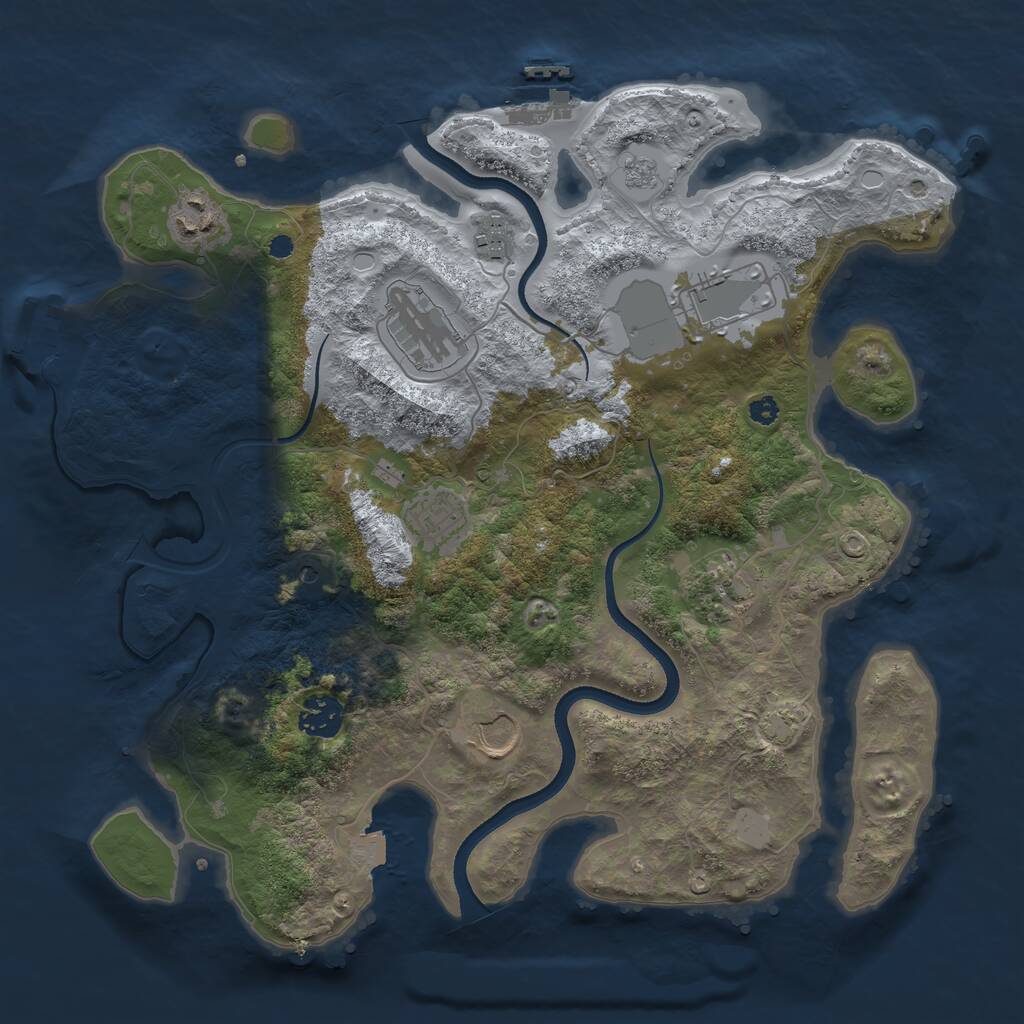 Rust Map: Procedural Map, Size: 3520, Seed: 1, 14 Monuments