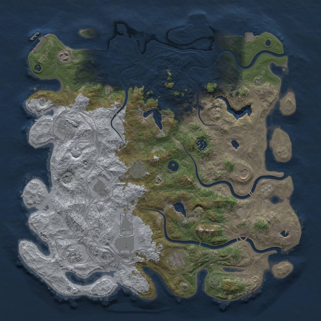 Rust Map: Procedural Map, Size: 4500, Seed: 5486241, 16 Monuments
