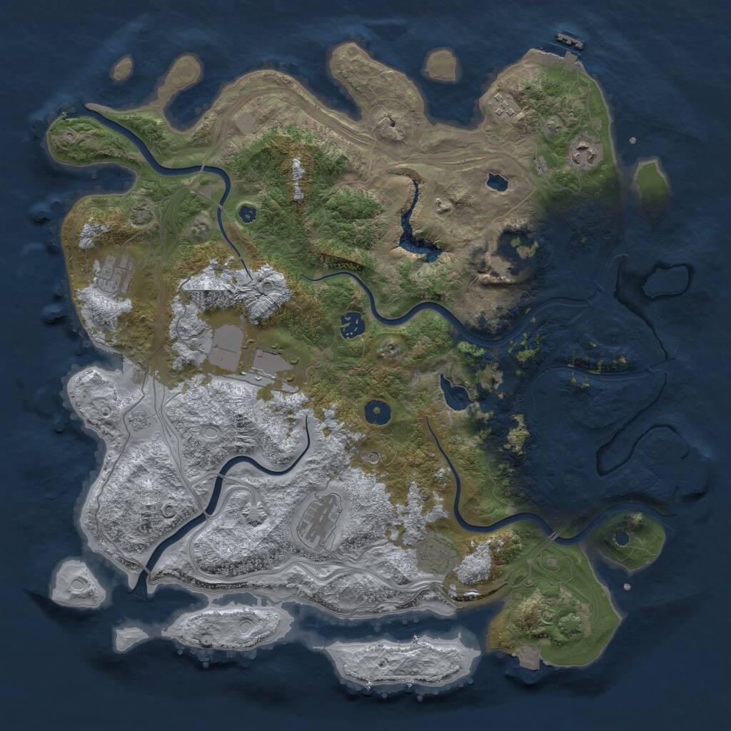 Rust Map: Procedural Map, Size: 4250, Seed: 1197035621, 14 Monuments