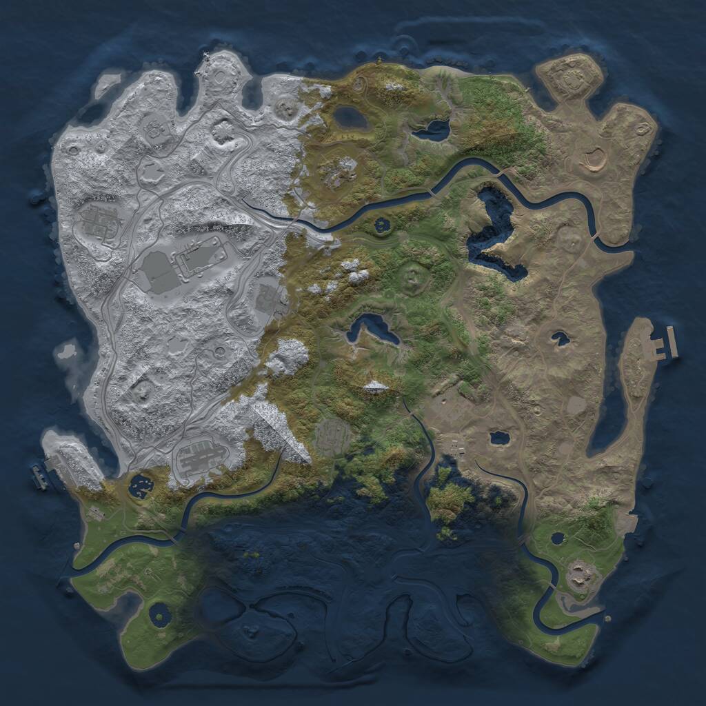 Rust Map: Procedural Map, Size: 4500, Seed: 1884832942, 17 Monuments