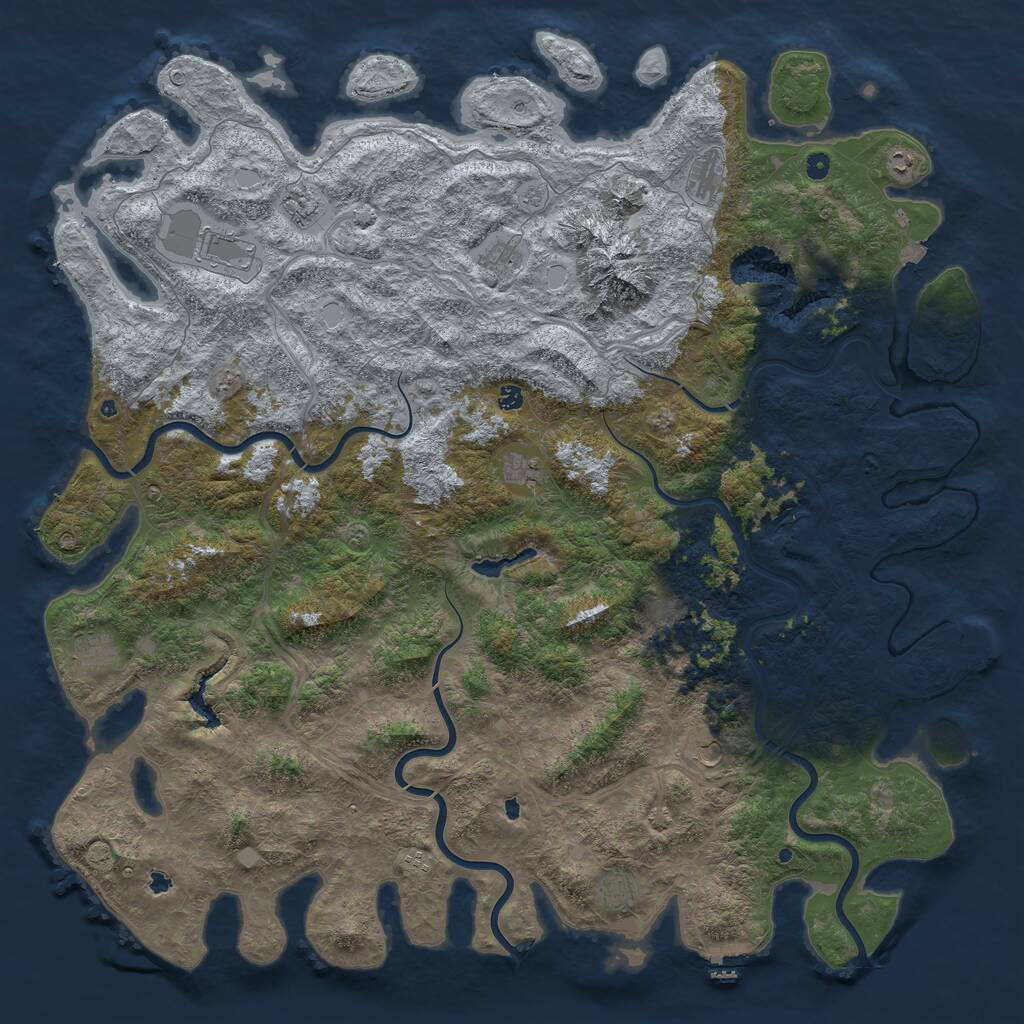 Rust Map: Procedural Map, Size: 6000, Seed: 11124, 17 Monuments