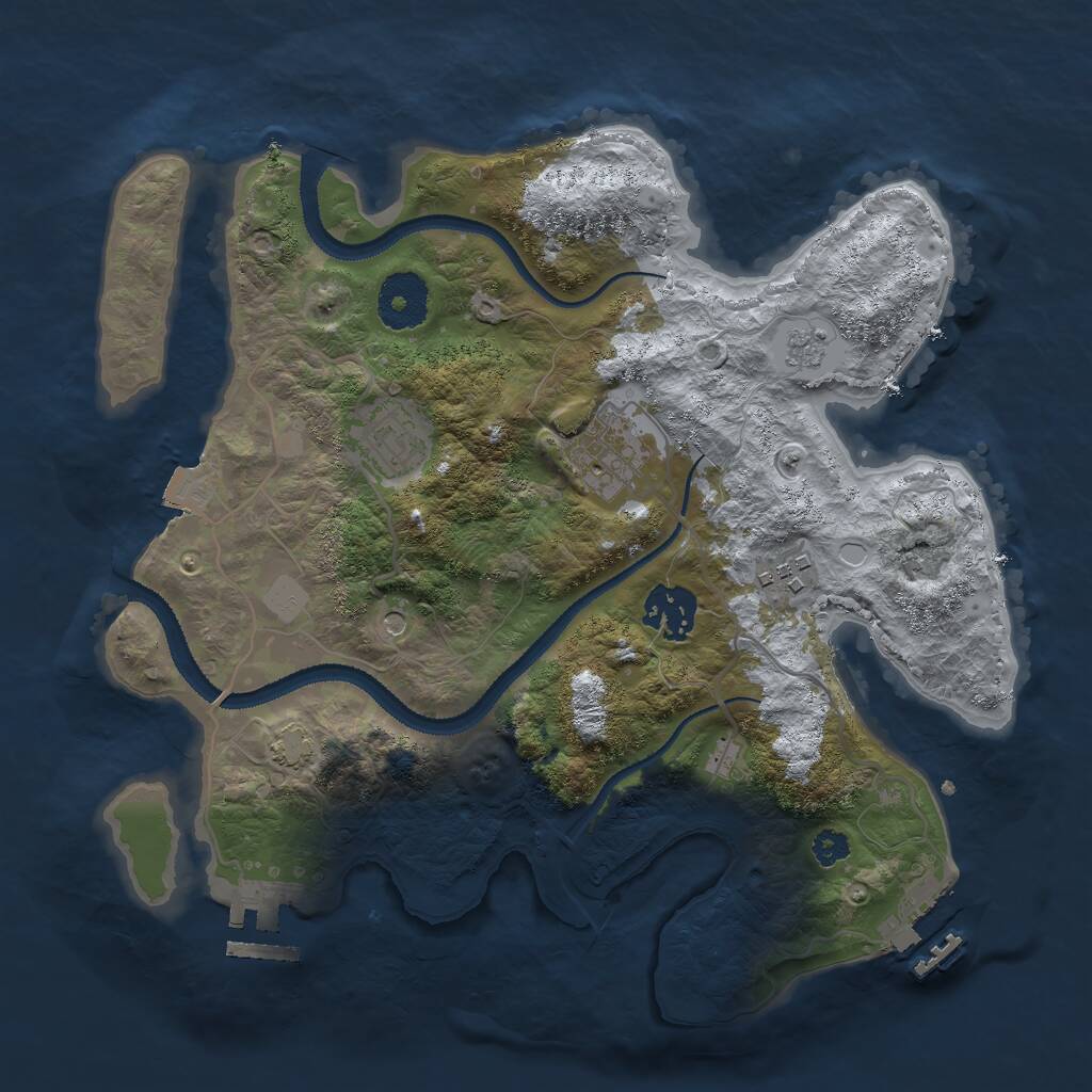 Rust Map: Procedural Map, Size: 3000, Seed: 4347, 10 Monuments