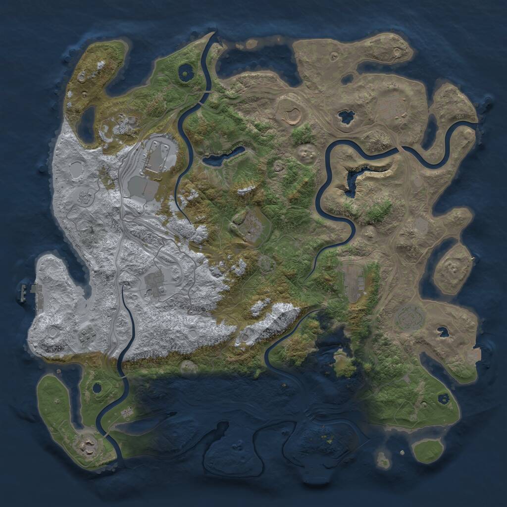 Rust Map: Procedural Map, Size: 4500, Seed: 966103046, 16 Monuments