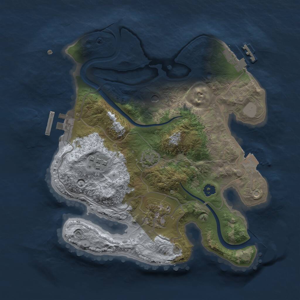 Rust Map: Procedural Map, Size: 2500, Seed: 494921, 7 Monuments