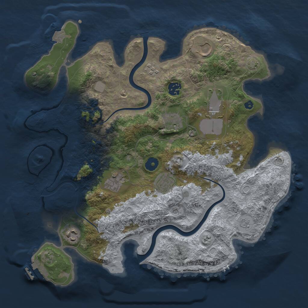 Rust Map: Procedural Map, Size: 3500, Seed: 945427, 13 Monuments