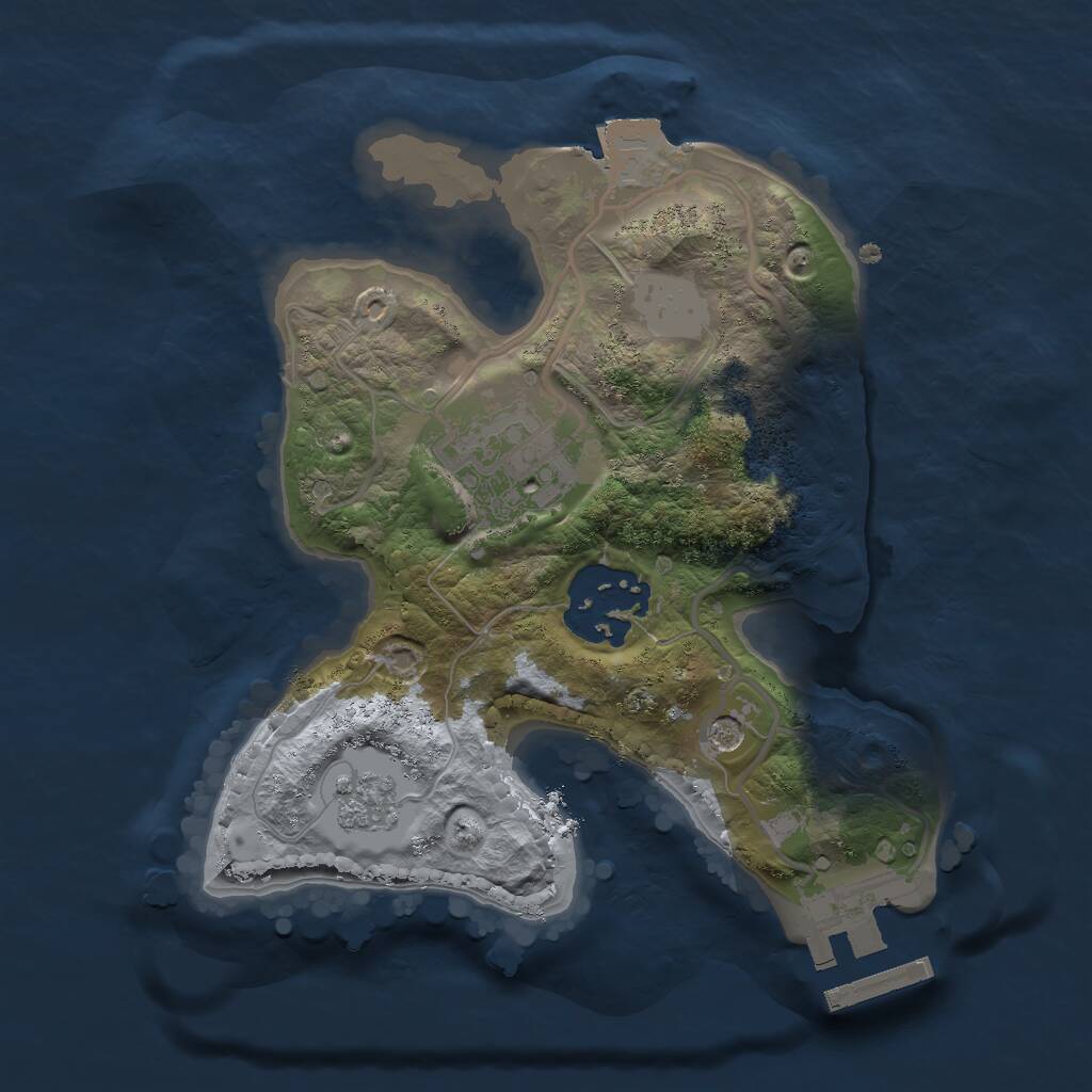 Rust Map: Procedural Map, Size: 2000, Seed: 2120308623, 6 Monuments