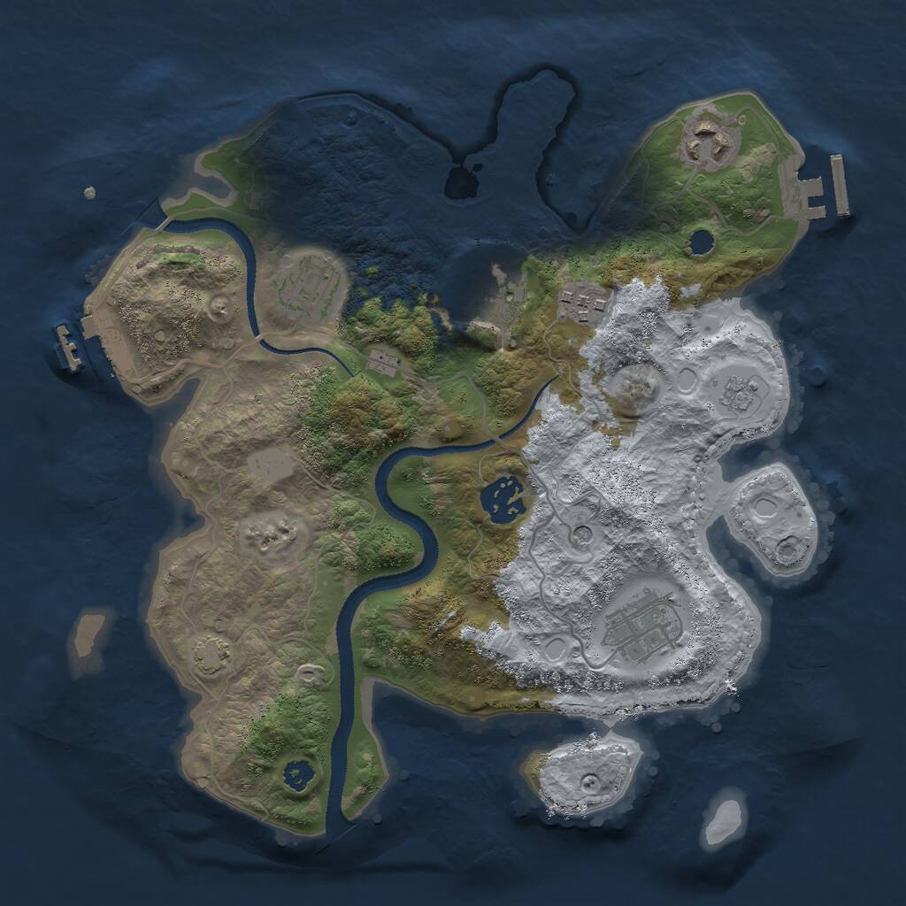 Rust Map: Procedural Map, Size: 3000, Seed: 20985, 12 Monuments