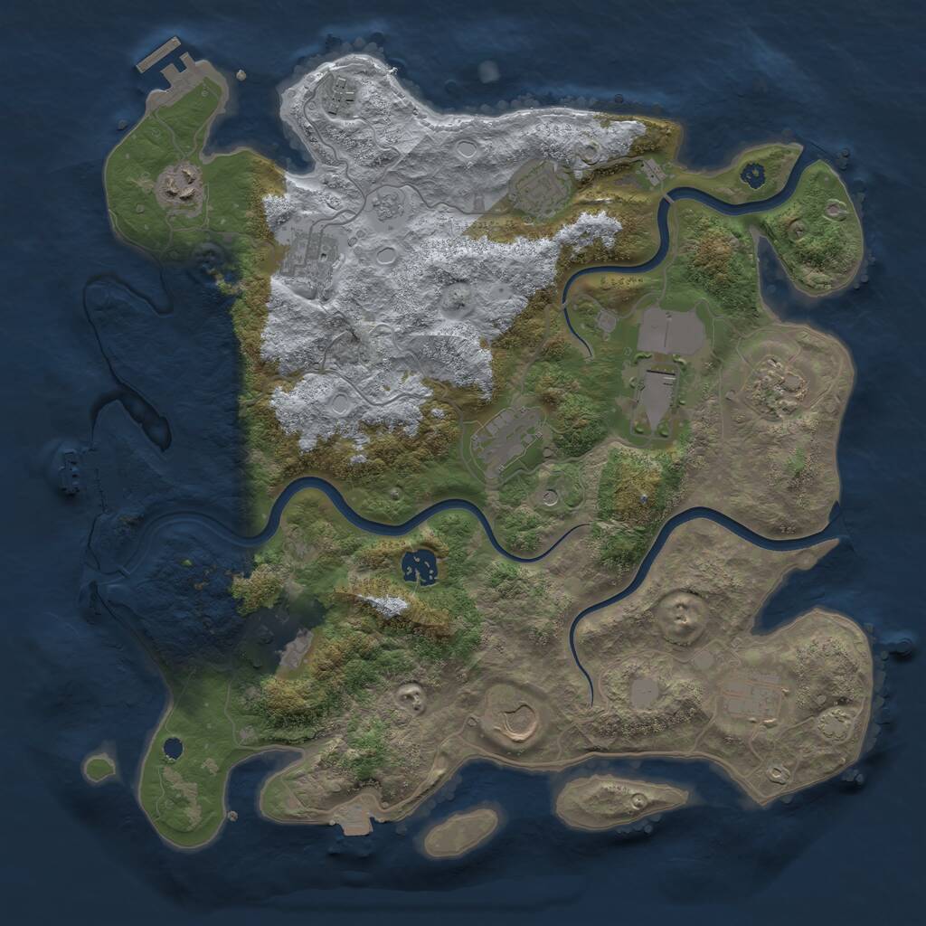 Rust Map: Procedural Map, Size: 3750, Seed: 39456392, 17 Monuments