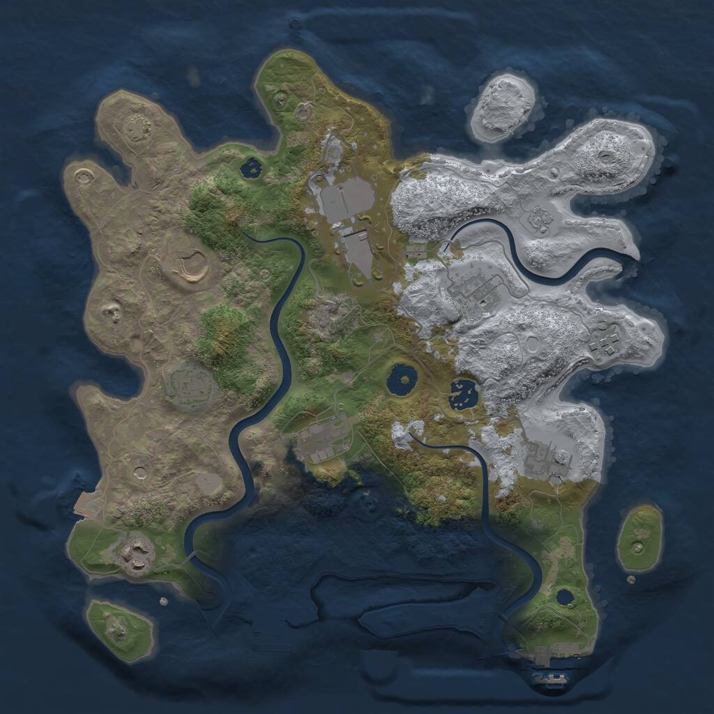 Rust Map: Procedural Map, Size: 3500, Seed: 1643382295, 15 Monuments