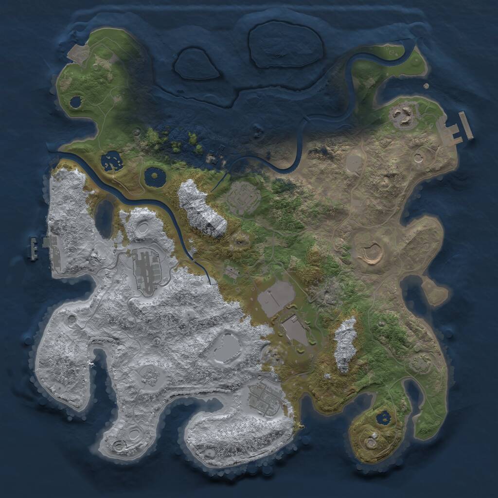 Rust Map: Procedural Map, Size: 3500, Seed: 517160745, 14 Monuments