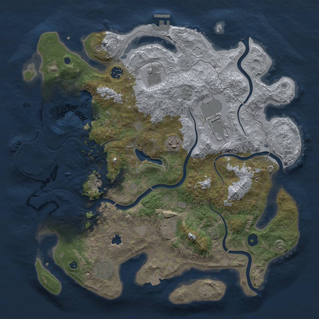 Rust Map: Procedural Map, Size: 4096, Seed: 8739, 13 Monuments