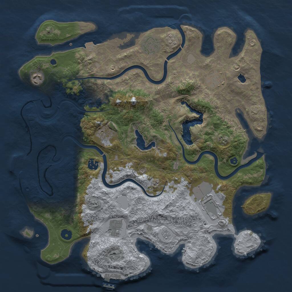 Rust Map: Procedural Map, Size: 4000, Seed: 2038569715, 14 Monuments
