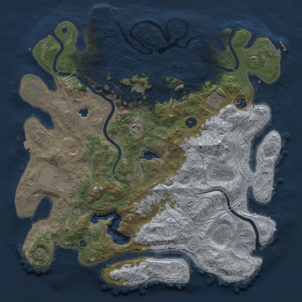 Rust Map: Procedural Map, Size: 4300, Seed: 82515, 17 Monuments