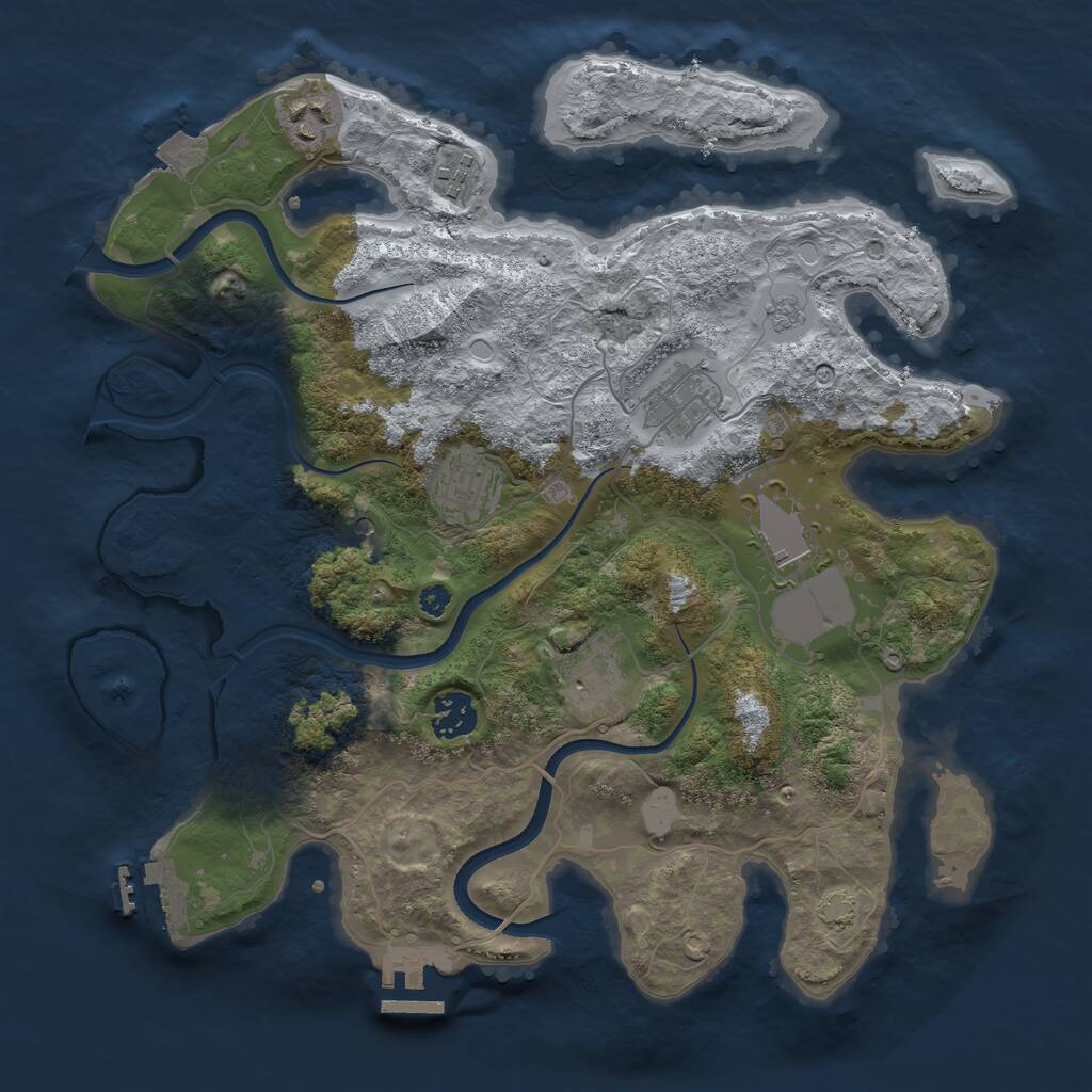 Rust Map: Procedural Map, Size: 3500, Seed: 2091, 13 Monuments