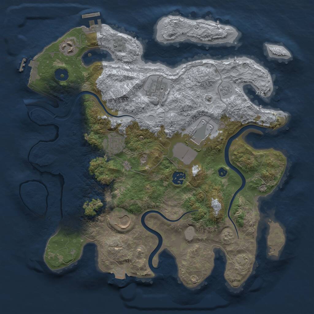 Rust Map: Procedural Map, Size: 3500, Seed: 2091, 13 Monuments