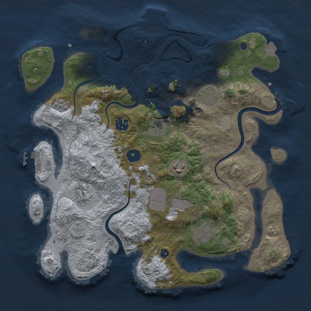 Rust Map: Procedural Map, Size: 3500, Seed: 576227394, 14 Monuments