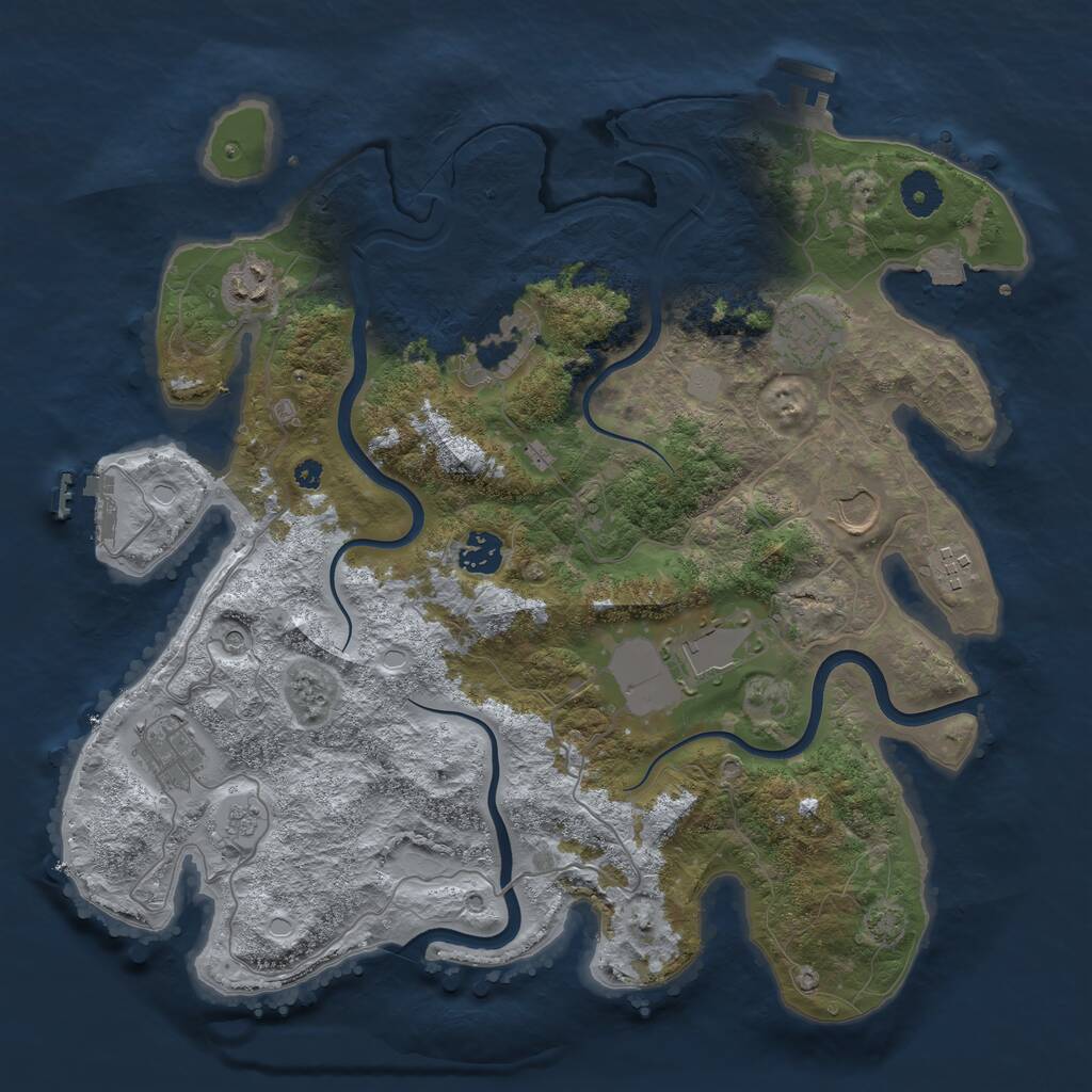 Rust Map: Procedural Map, Size: 3750, Seed: 928169272, 14 Monuments