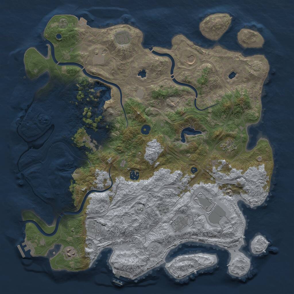 Rust Map: Procedural Map, Size: 4500, Seed: 69543269, 17 Monuments