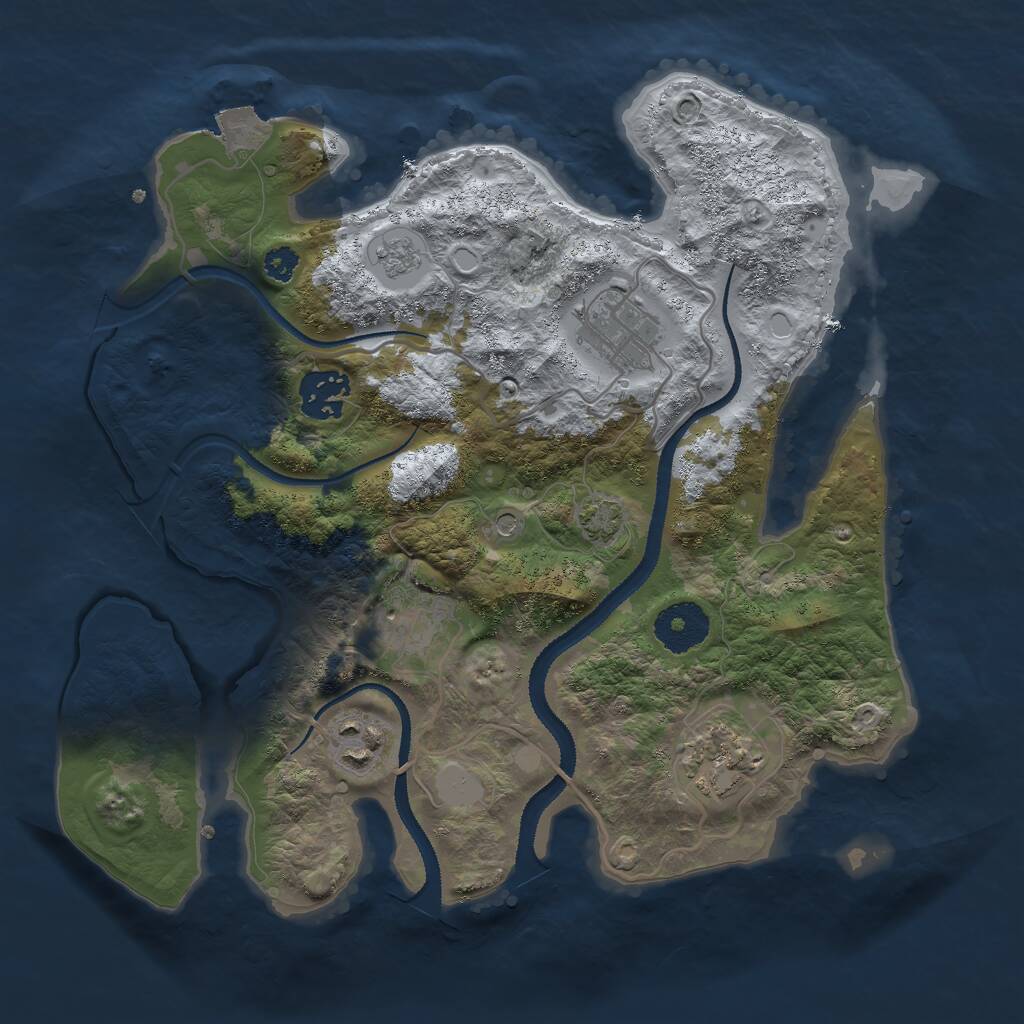 Rust Map: Procedural Map, Size: 3000, Seed: 1821563, 9 Monuments
