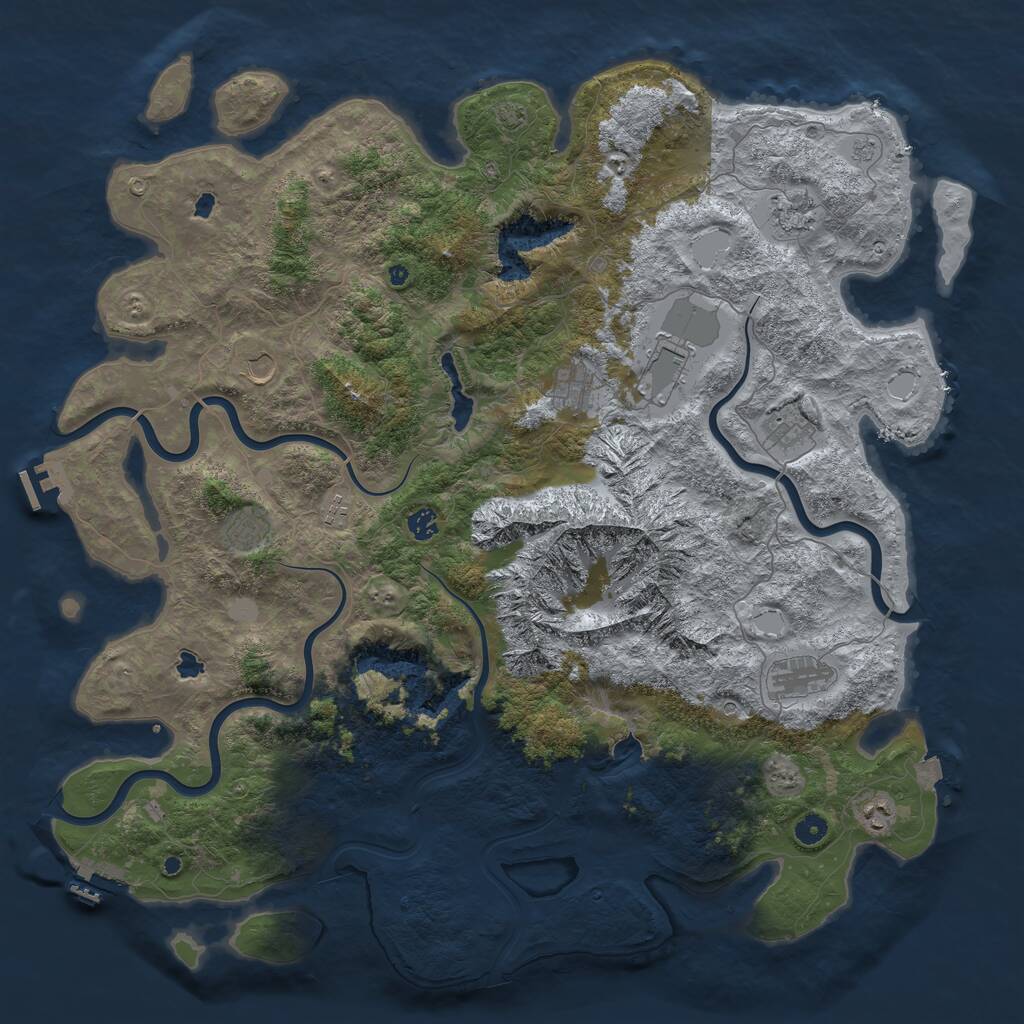 Rust Map: Procedural Map, Size: 5000, Seed: 5316, 16 Monuments