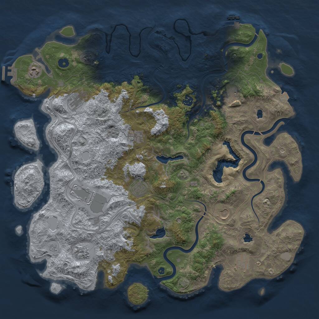 Rust Map: Procedural Map, Size: 4600, Seed: 1883589252, 17 Monuments
