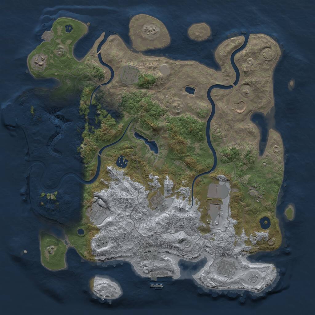 Rust Map: Procedural Map, Size: 4000, Seed: 9029, 16 Monuments
