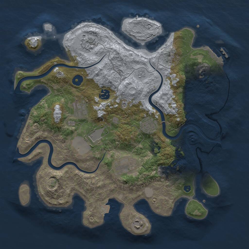 Rust Map: Procedural Map, Size: 3500, Seed: 449826845, 13 Monuments