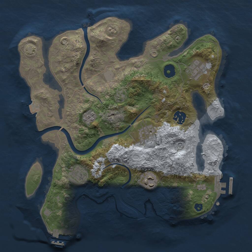 Rust Map: Procedural Map, Size: 3000, Seed: 582391, 11 Monuments