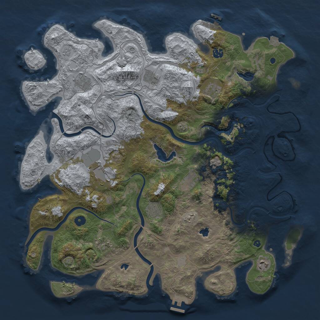 Rust Map: Procedural Map, Size: 4500, Seed: 17072, 16 Monuments