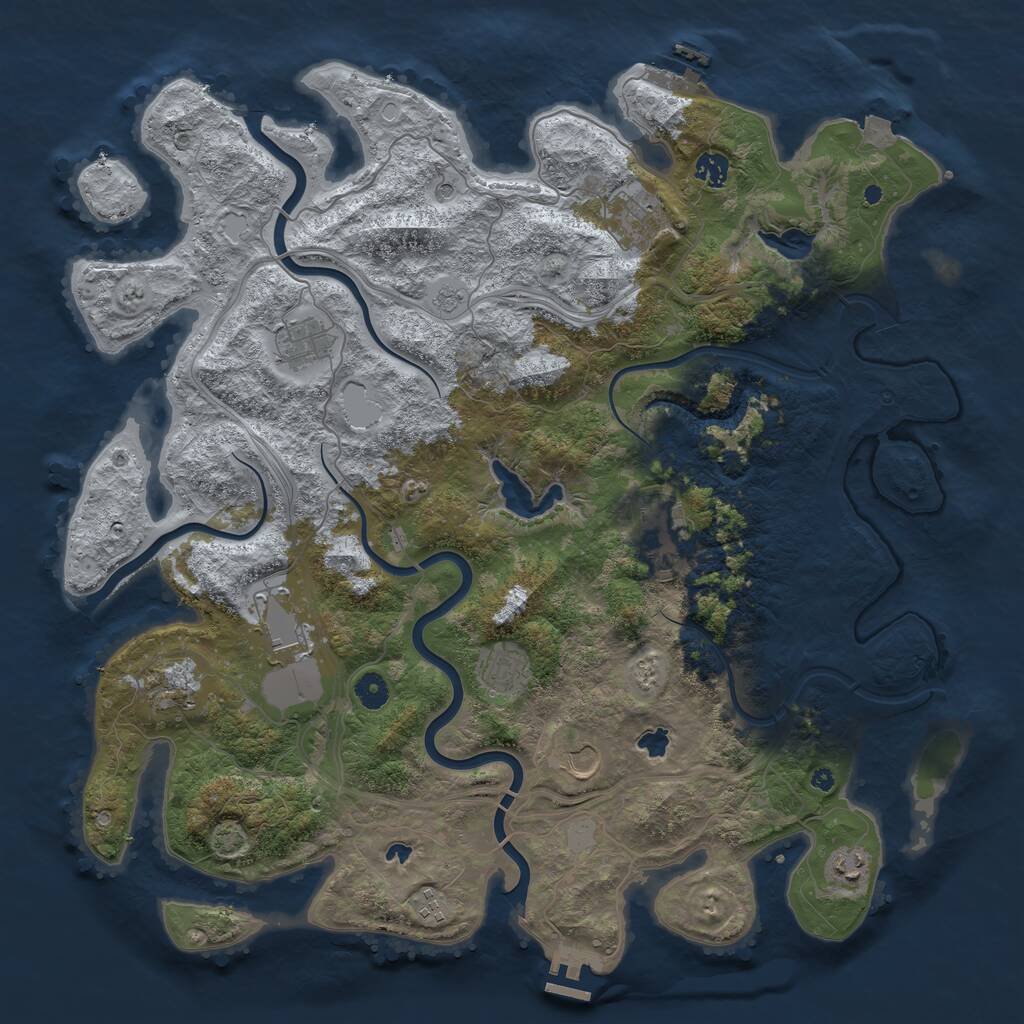 Rust Map: Procedural Map, Size: 4500, Seed: 17072, 16 Monuments