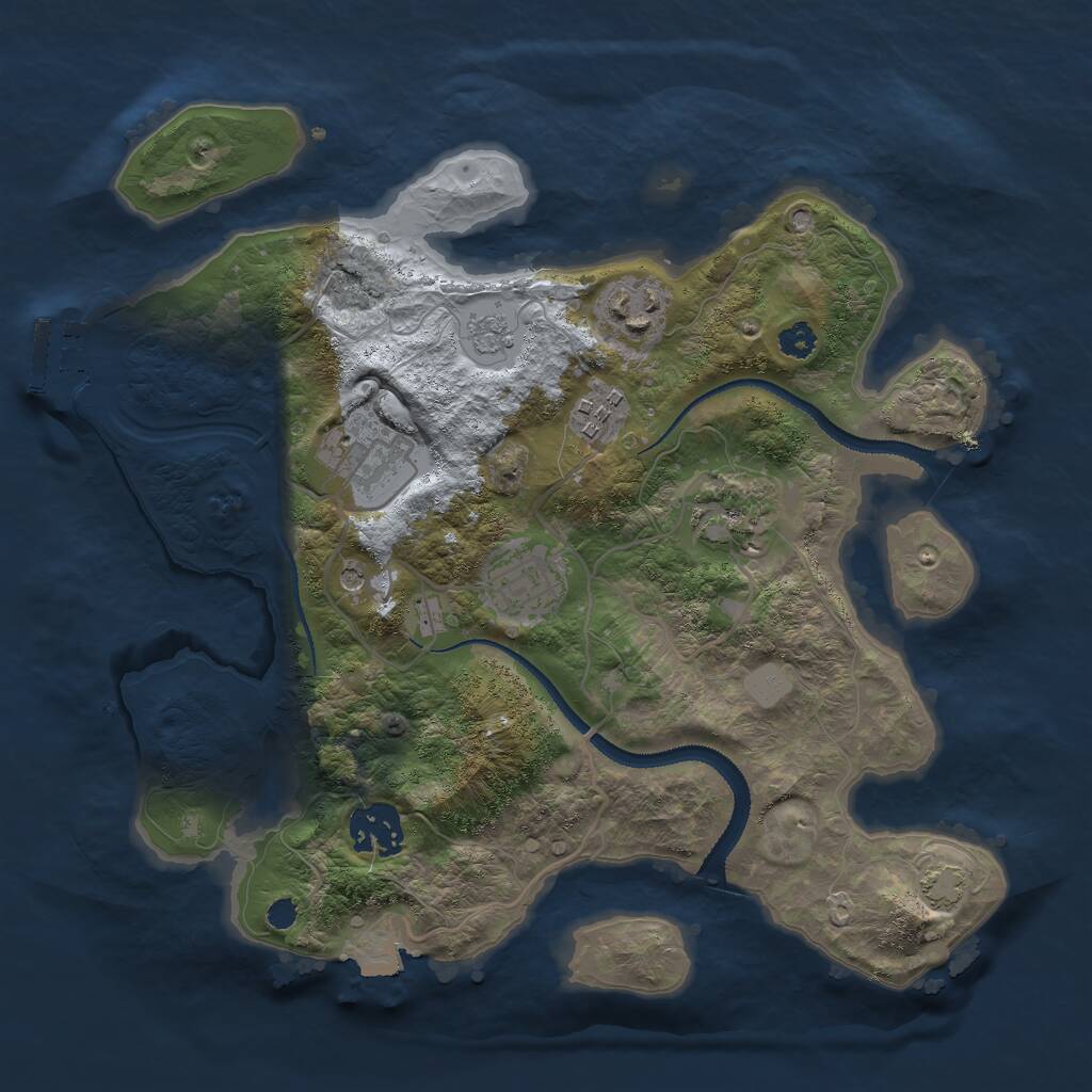 Rust Map: Procedural Map, Size: 3000, Seed: 1964665753, 11 Monuments