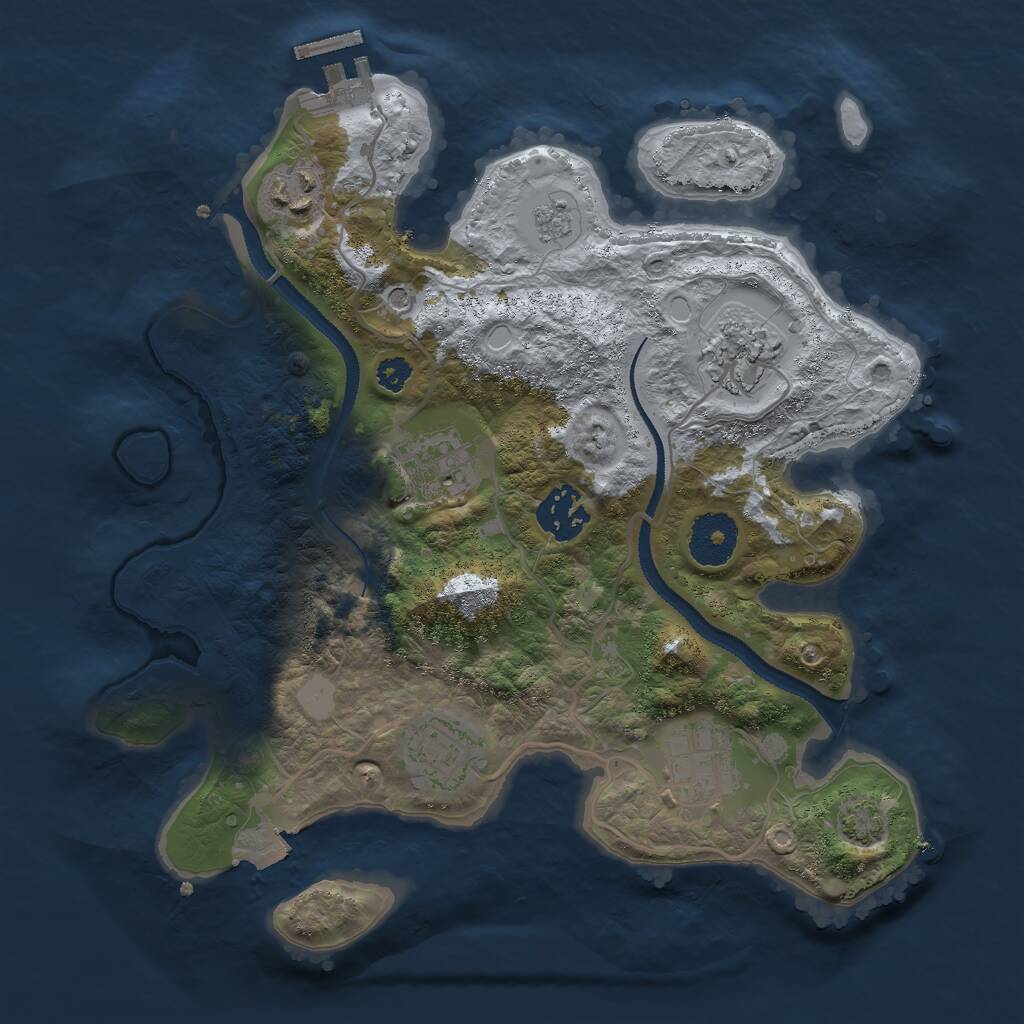 Rust Map: Procedural Map, Size: 3000, Seed: 2040614834, 11 Monuments