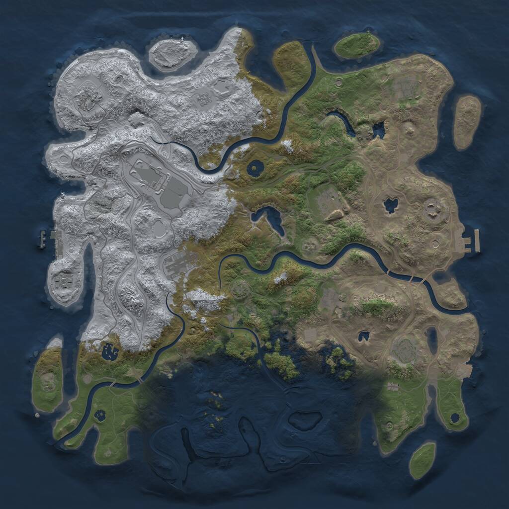 Rust Map: Procedural Map, Size: 4500, Seed: 1357111275, 16 Monuments