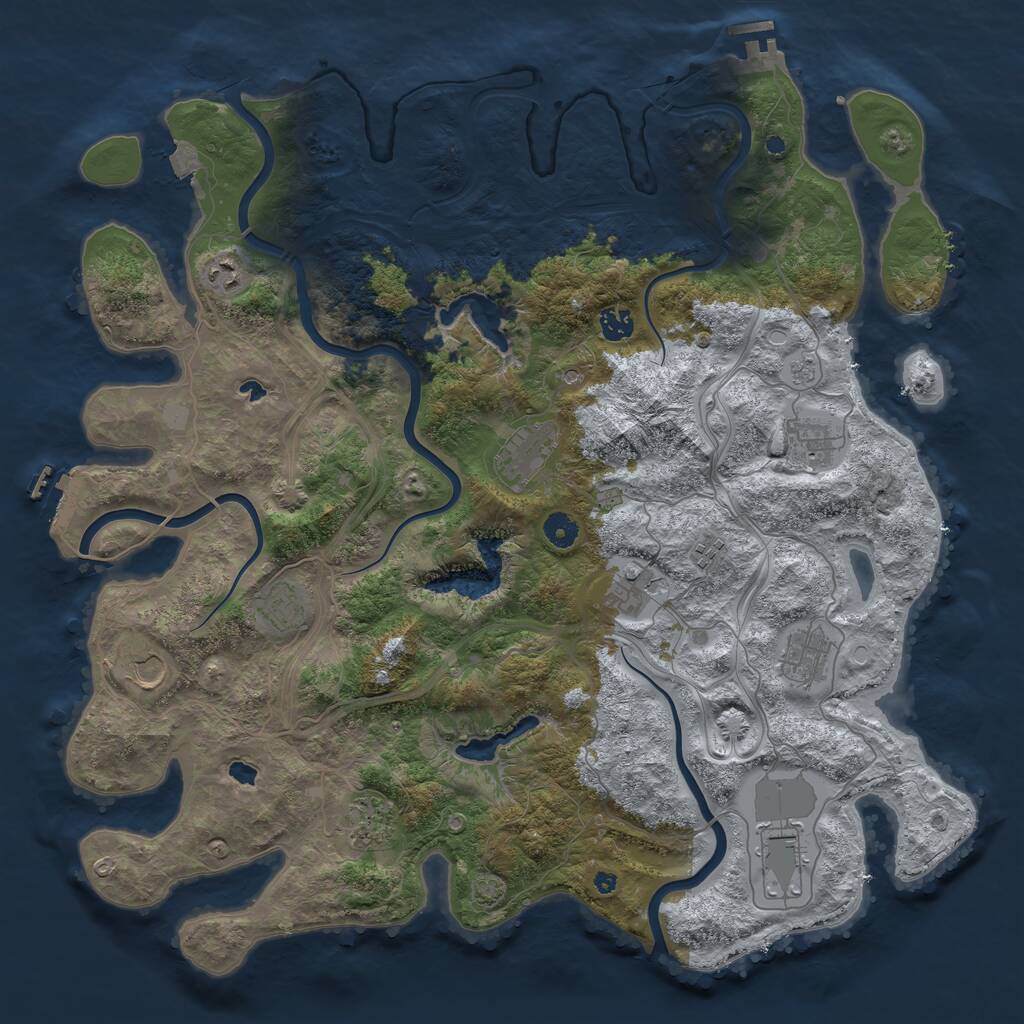 Rust Map: Procedural Map, Size: 4500, Seed: 432567323, 17 Monuments