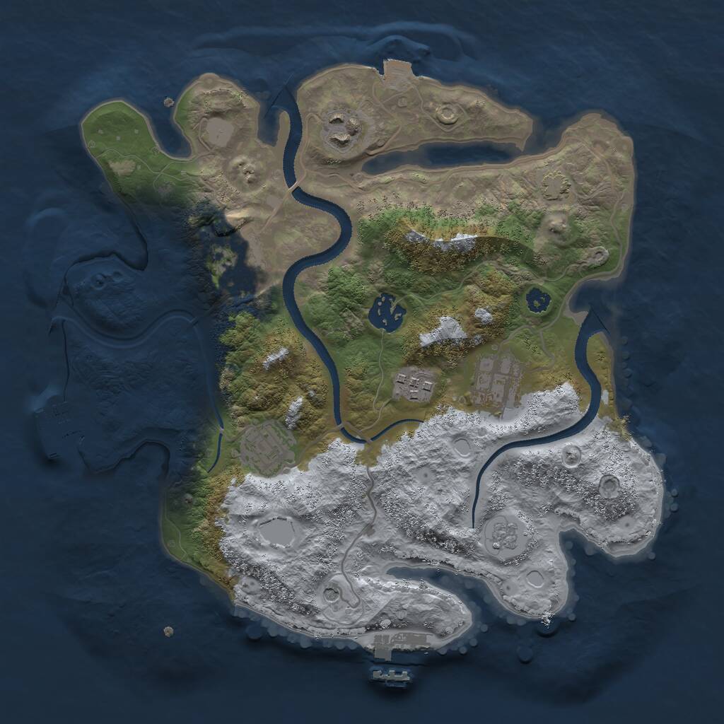 Rust Map: Procedural Map, Size: 3000, Seed: 7894322, 12 Monuments