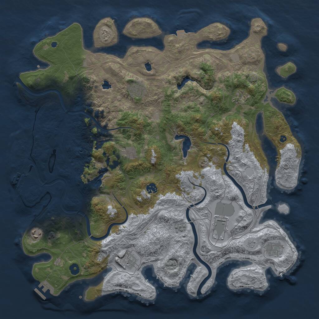 Rust Map: Procedural Map, Size: 4500, Seed: 54163323, 15 Monuments