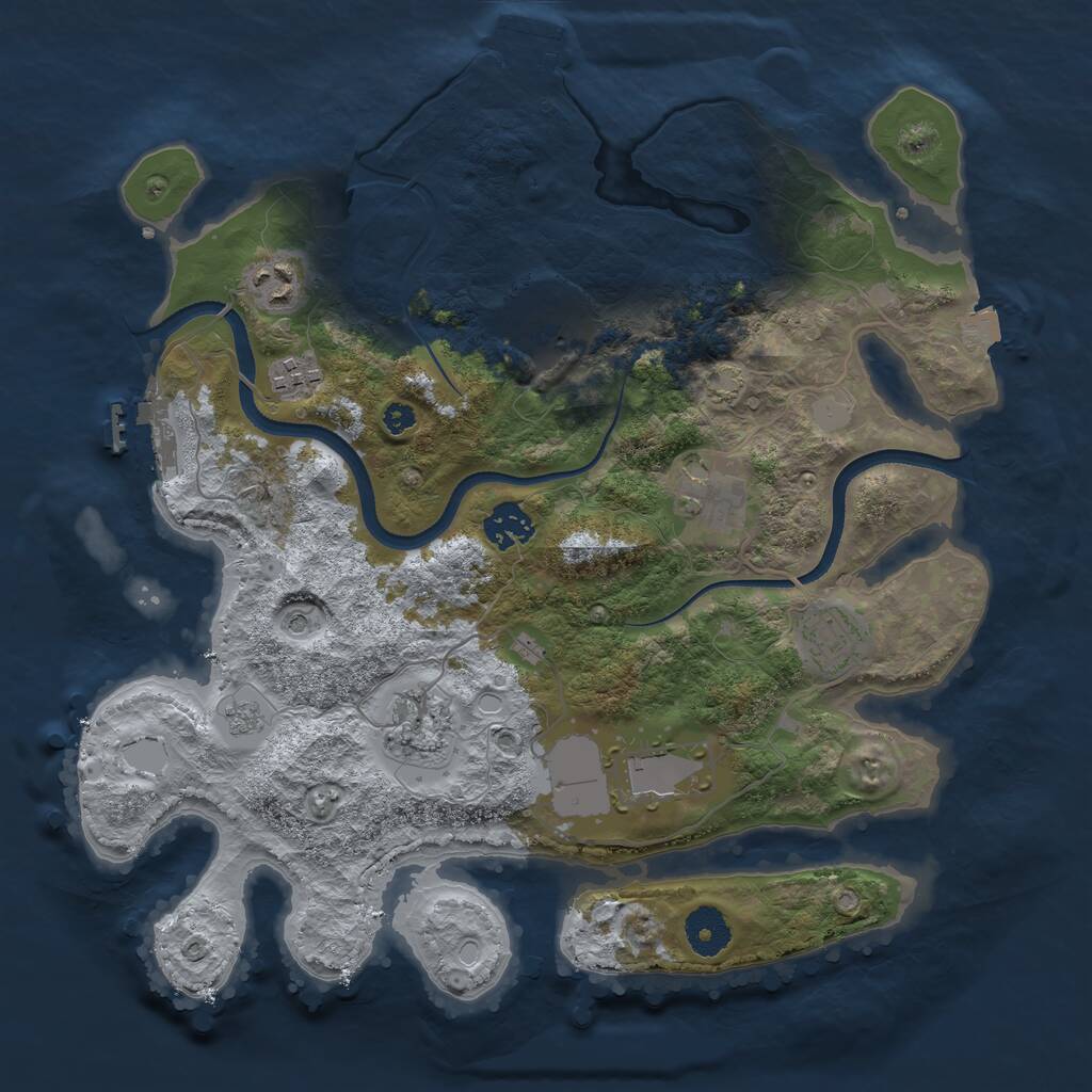 Rust Map: Procedural Map, Size: 3500, Seed: 1839944903, 14 Monuments