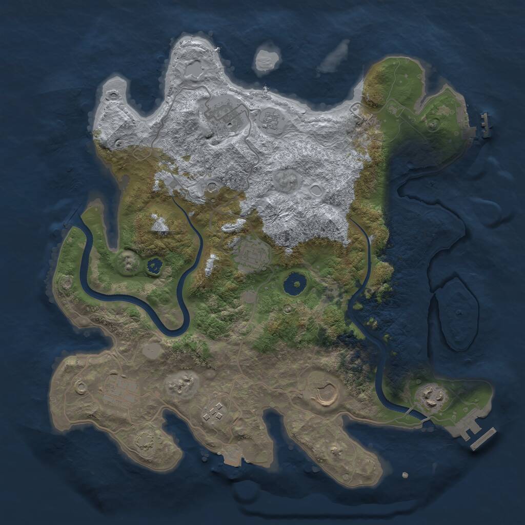 Rust Map: Procedural Map, Size: 3500, Seed: 566152533, 12 Monuments
