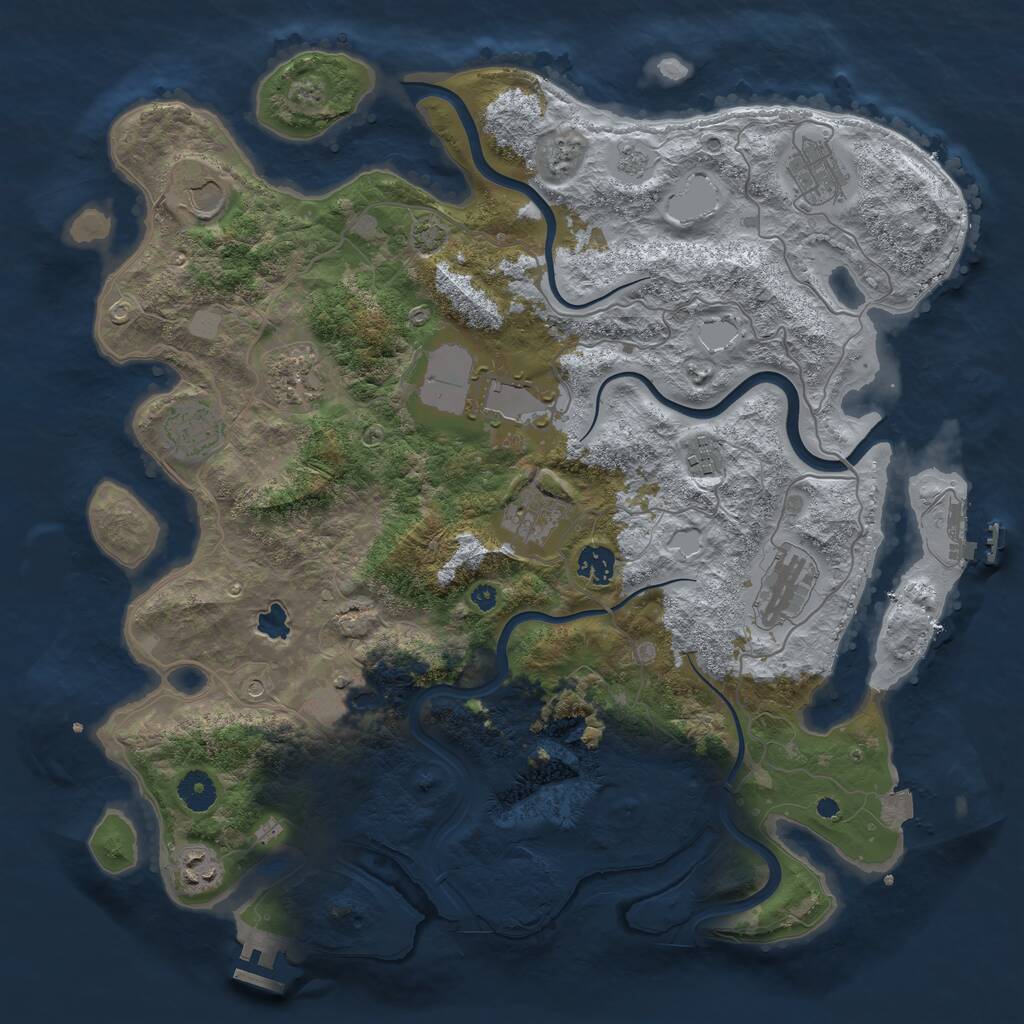 Rust Map: Procedural Map, Size: 4000, Seed: 7735, 17 Monuments