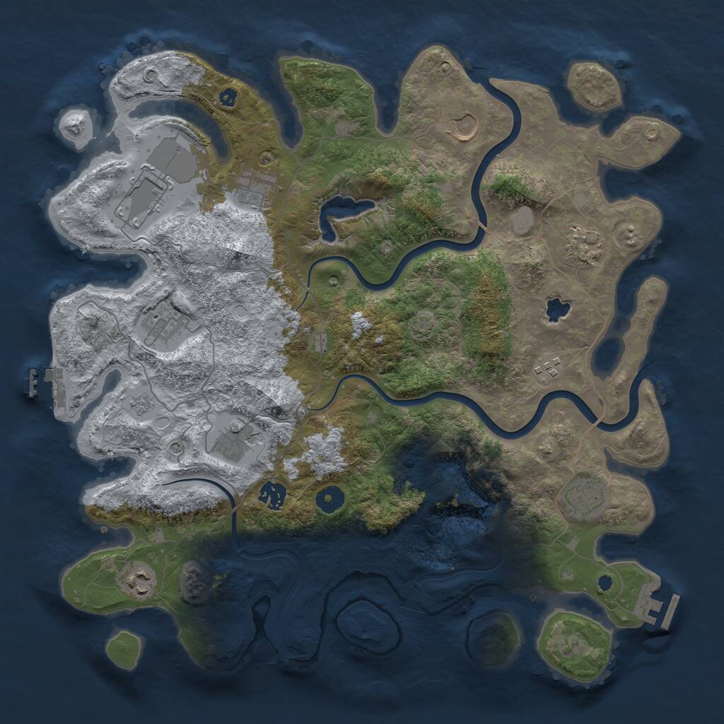 Rust Map: Procedural Map, Size: 4000, Seed: 2547, 16 Monuments