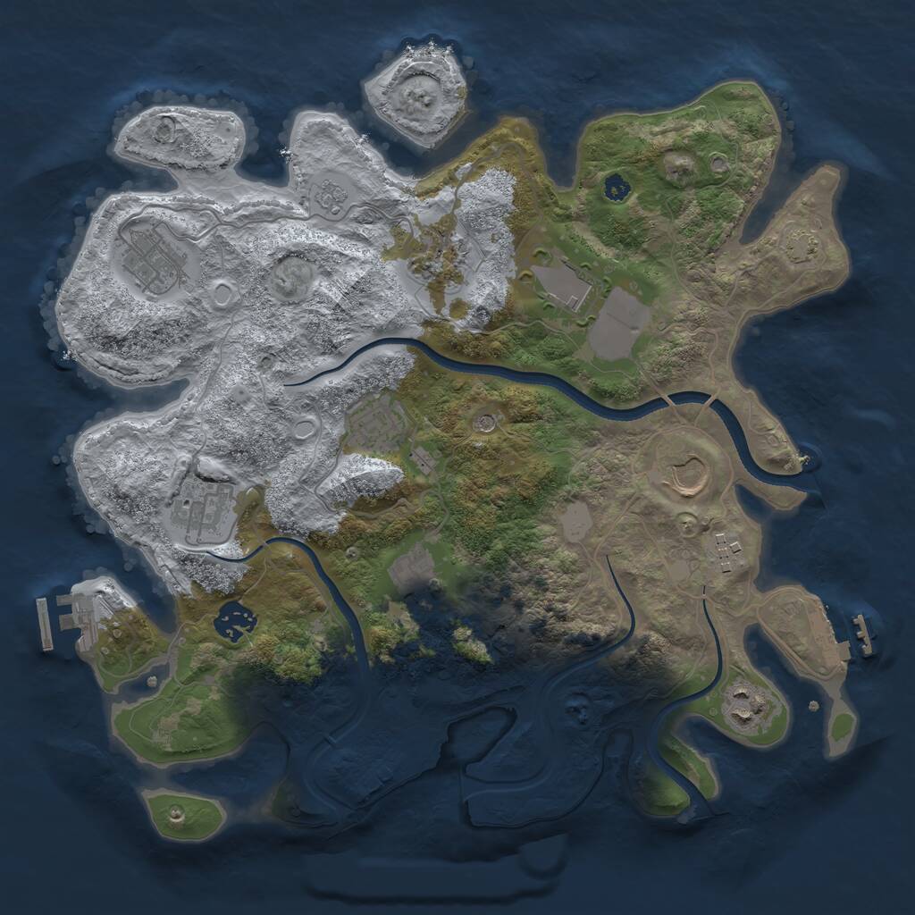 Rust Map: Procedural Map, Size: 3500, Seed: 8888888, 16 Monuments