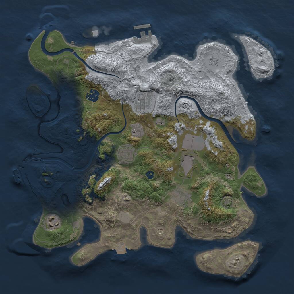 Rust Map: Procedural Map, Size: 3500, Seed: 48709, 13 Monuments