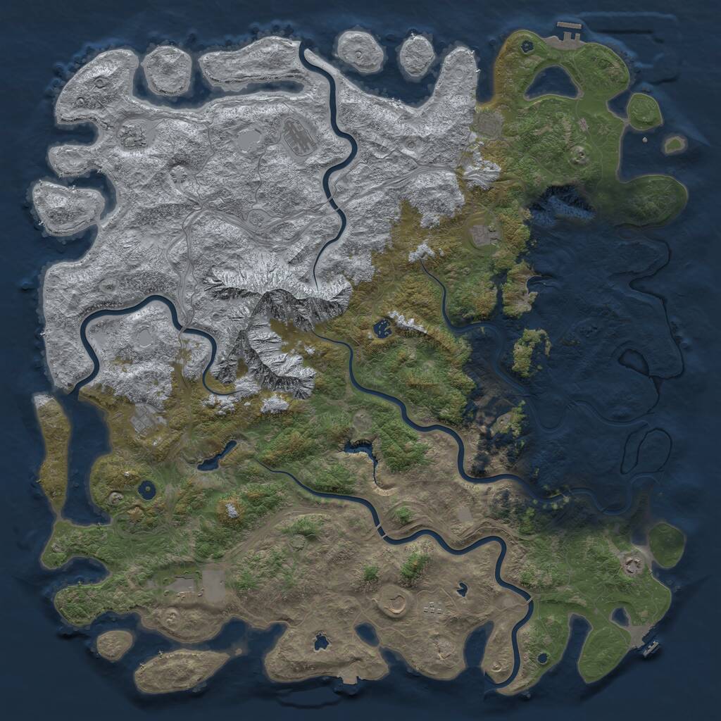 Rust Map: Procedural Map, Size: 6000, Seed: 18578033, 17 Monuments