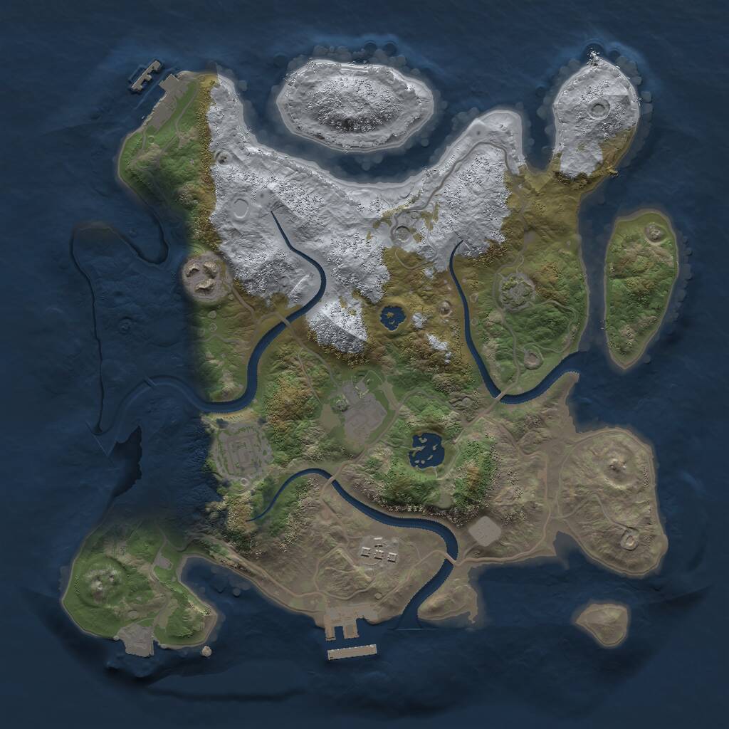 Rust Map: Procedural Map, Size: 3000, Seed: 153655, 10 Monuments