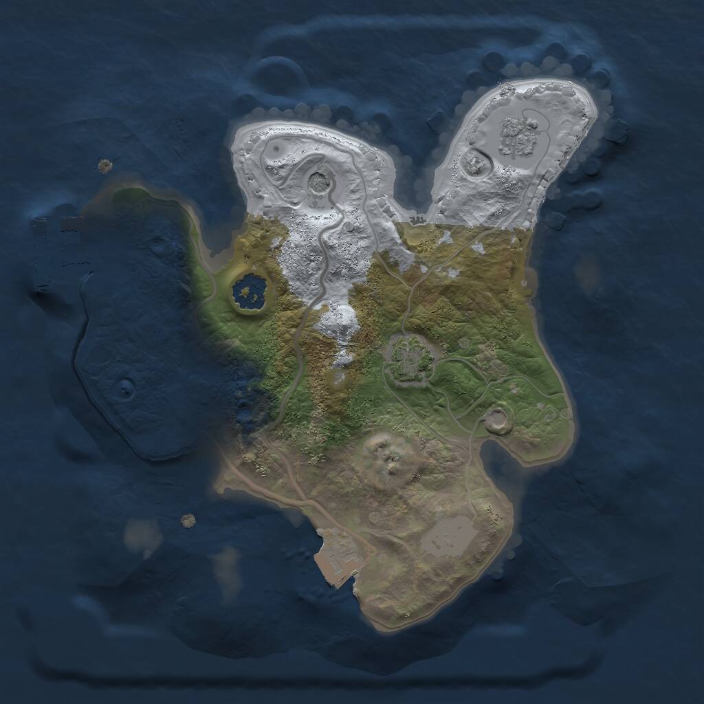 Rust Map: Procedural Map, Size: 2000, Seed: 1434981121, 5 Monuments